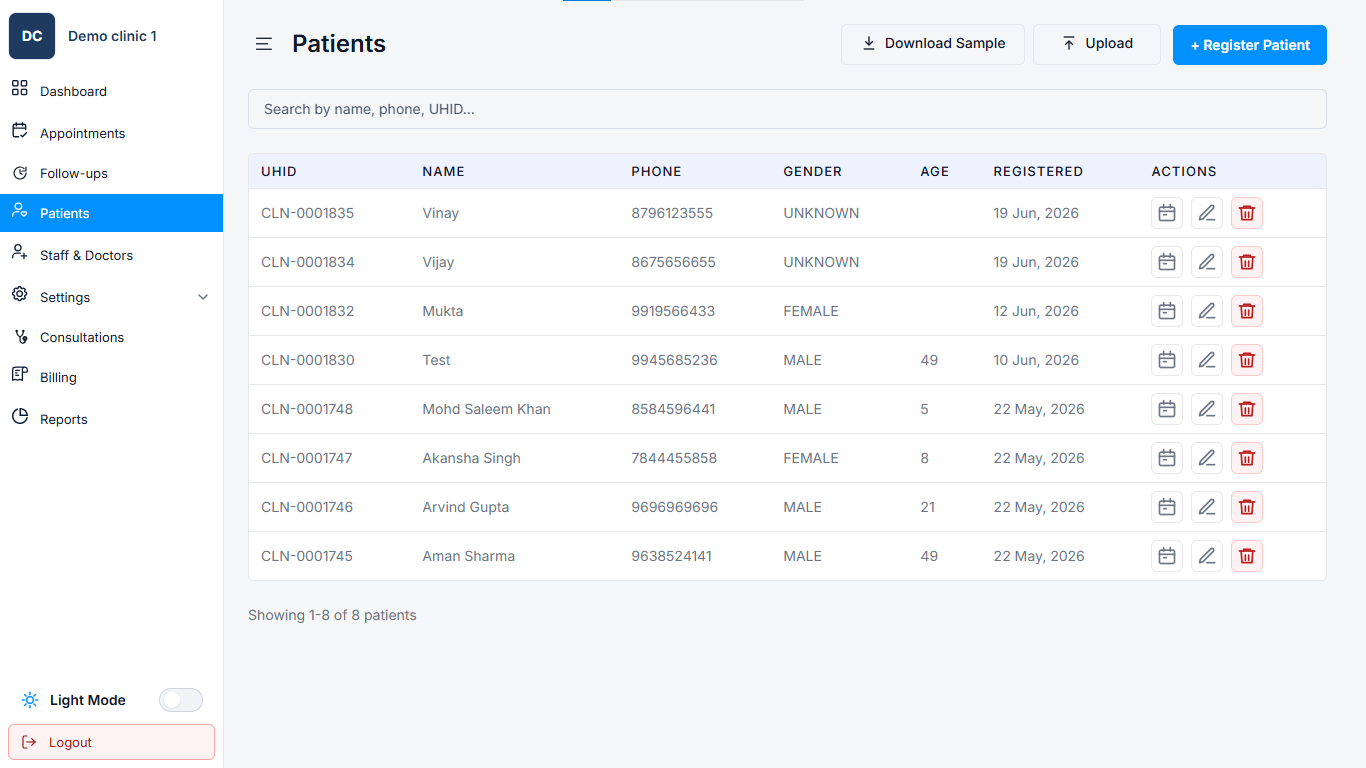 Patient Management supporting view in iPulse