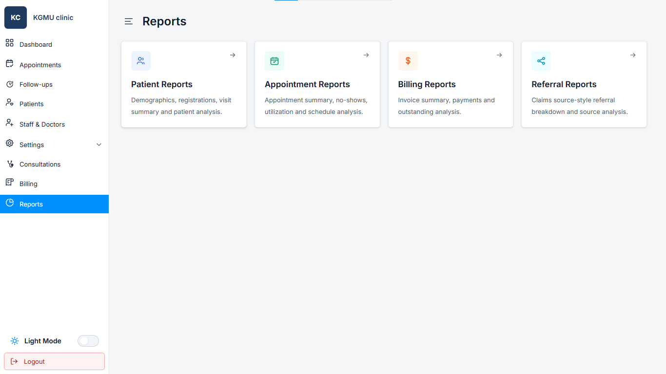 Reports & Analytics in iPulse clinic software