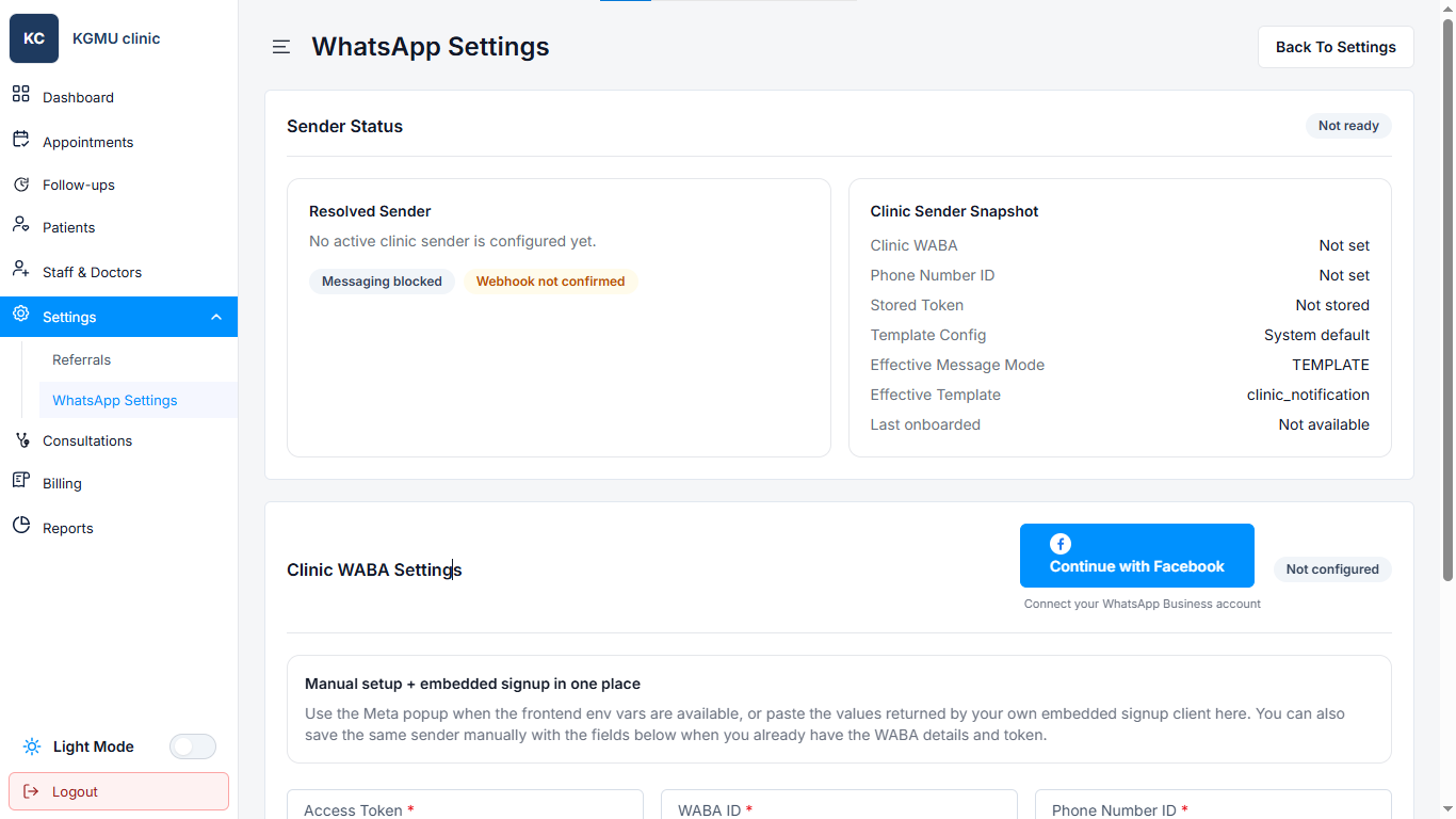 WhatsApp Integration in iPulse clinic software