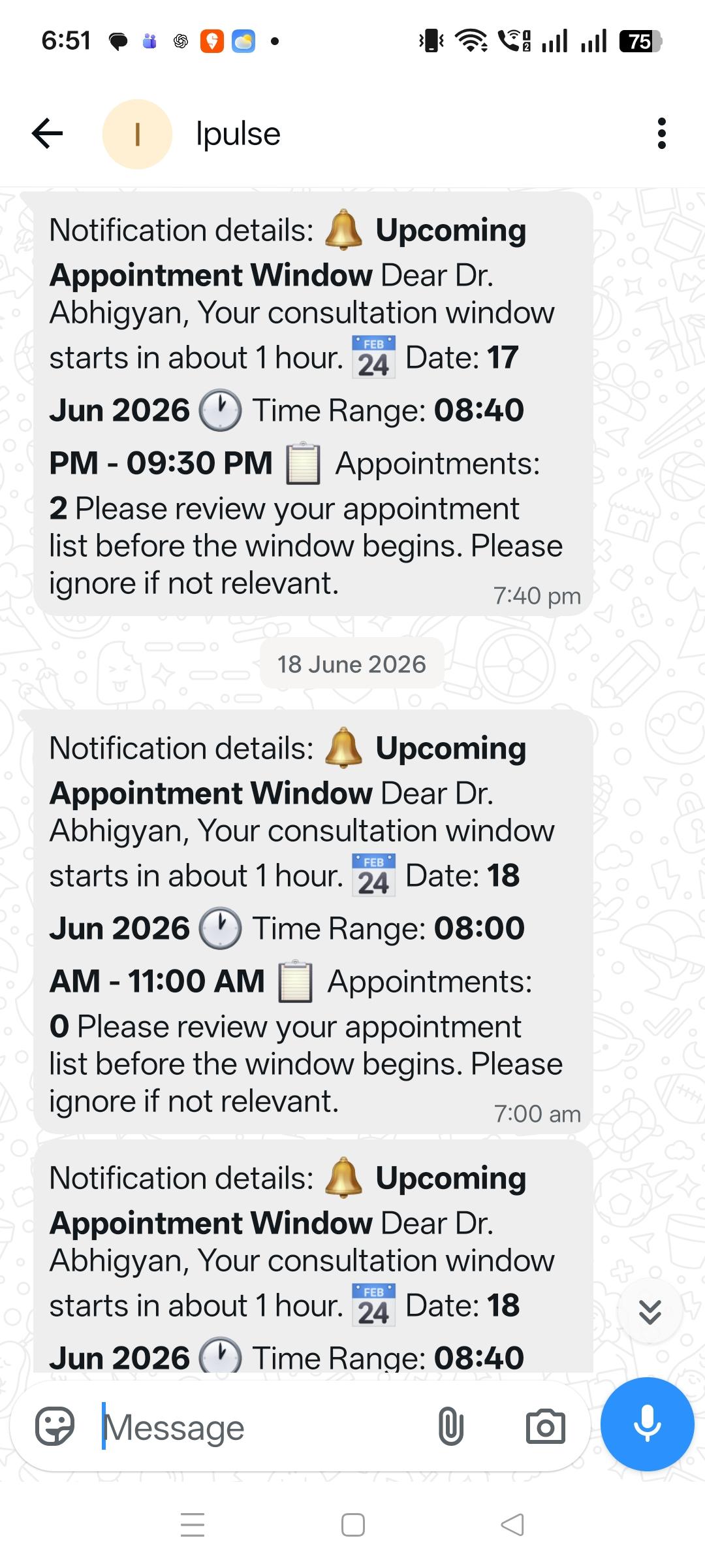 WhatsApp Integration supporting view in iPulse